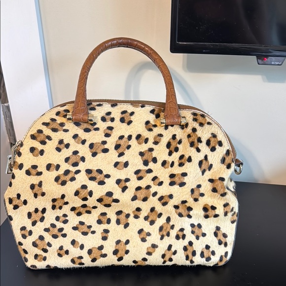 Leopard Print Hair on Hide Tan and Brown Handbag - Picture 2 of 4